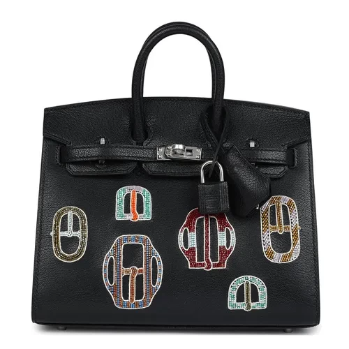 Túi Xách Tay Nữ Hermès Birkin 20 Sellier Bouclerie Moderne Black Chèvre Palladium Màu Đen